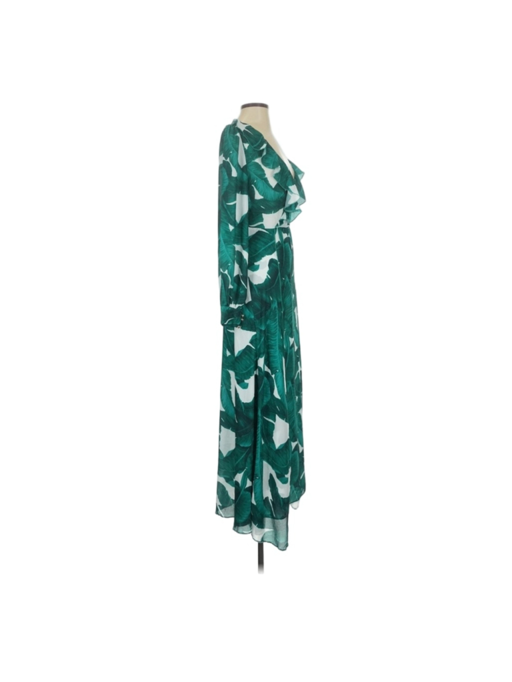 Miss Ord Elegant Green Leaf Print Maxi Dress - Picture 3 of 7